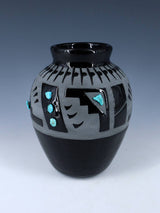 San Juan Pueblo Black Pottery Vase