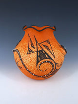 Zuni Pueblo Hand Coiled Lizard Pottery Vase