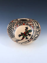 Mata Ortiz Hand Coiled Painted Gecko Pottery Seed Pot