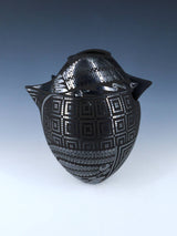 Mata Ortiz Hand Coiled Black Pottery Vase