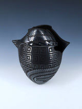 Mata Ortiz Hand Coiled Black Pottery Vase