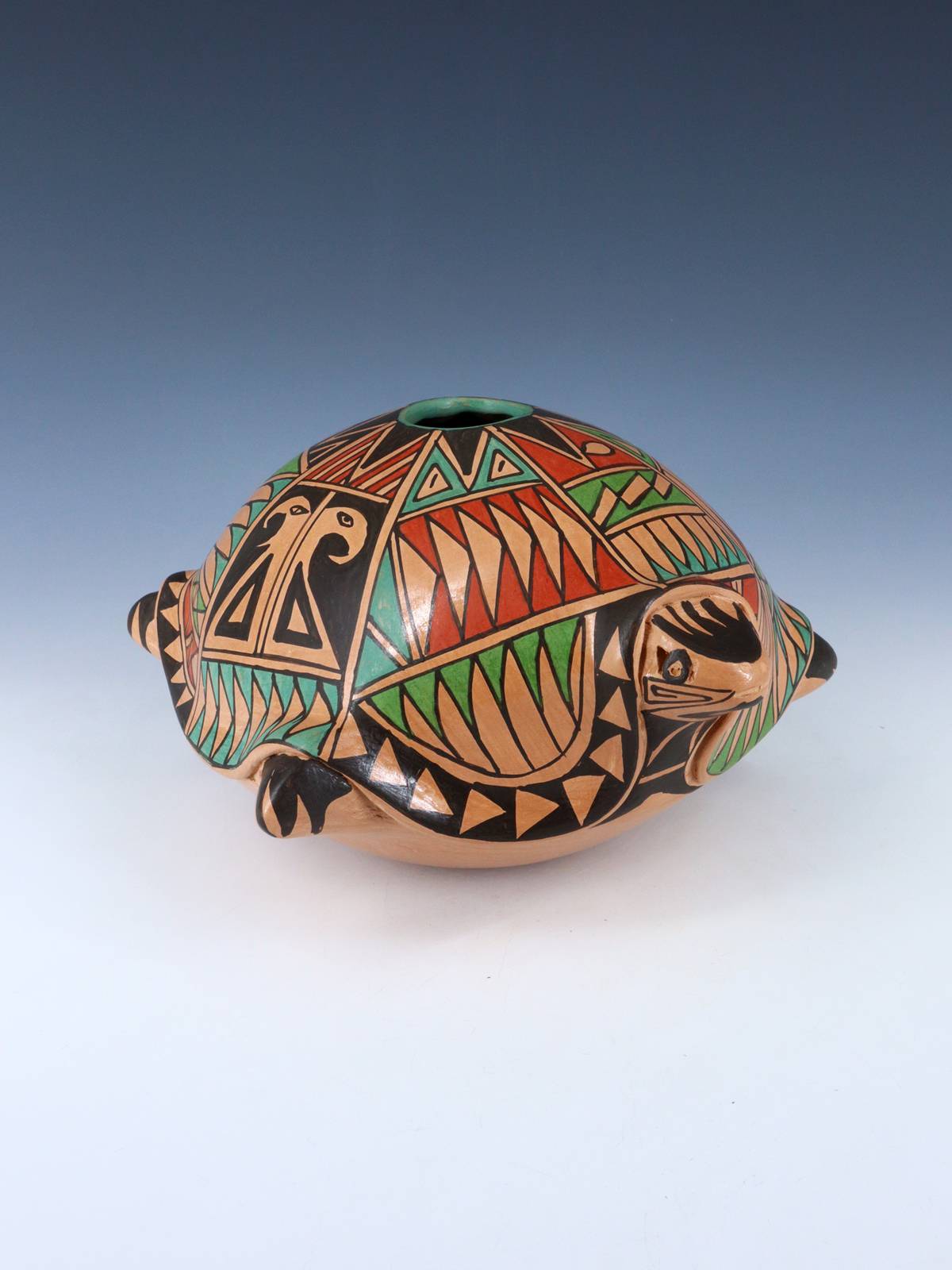Mata Ortiz Hand Coiled Pottery Seed Pot Turtle Effigy