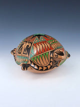 Mata Ortiz Hand Coiled Pottery Seed Pot Turtle Effigy