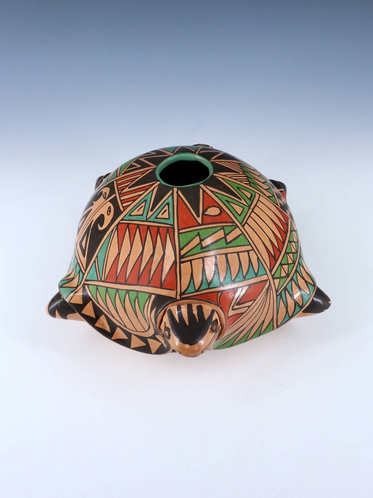 Mata Ortiz Hand Coiled Pottery Seed Pot Turtle Effigy