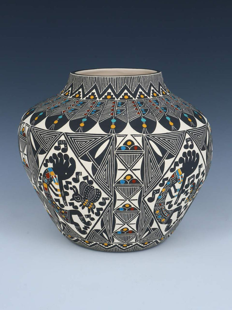 Santa Ana Etched Kokopelli Pottery Seed Pot - PuebloDirect.com