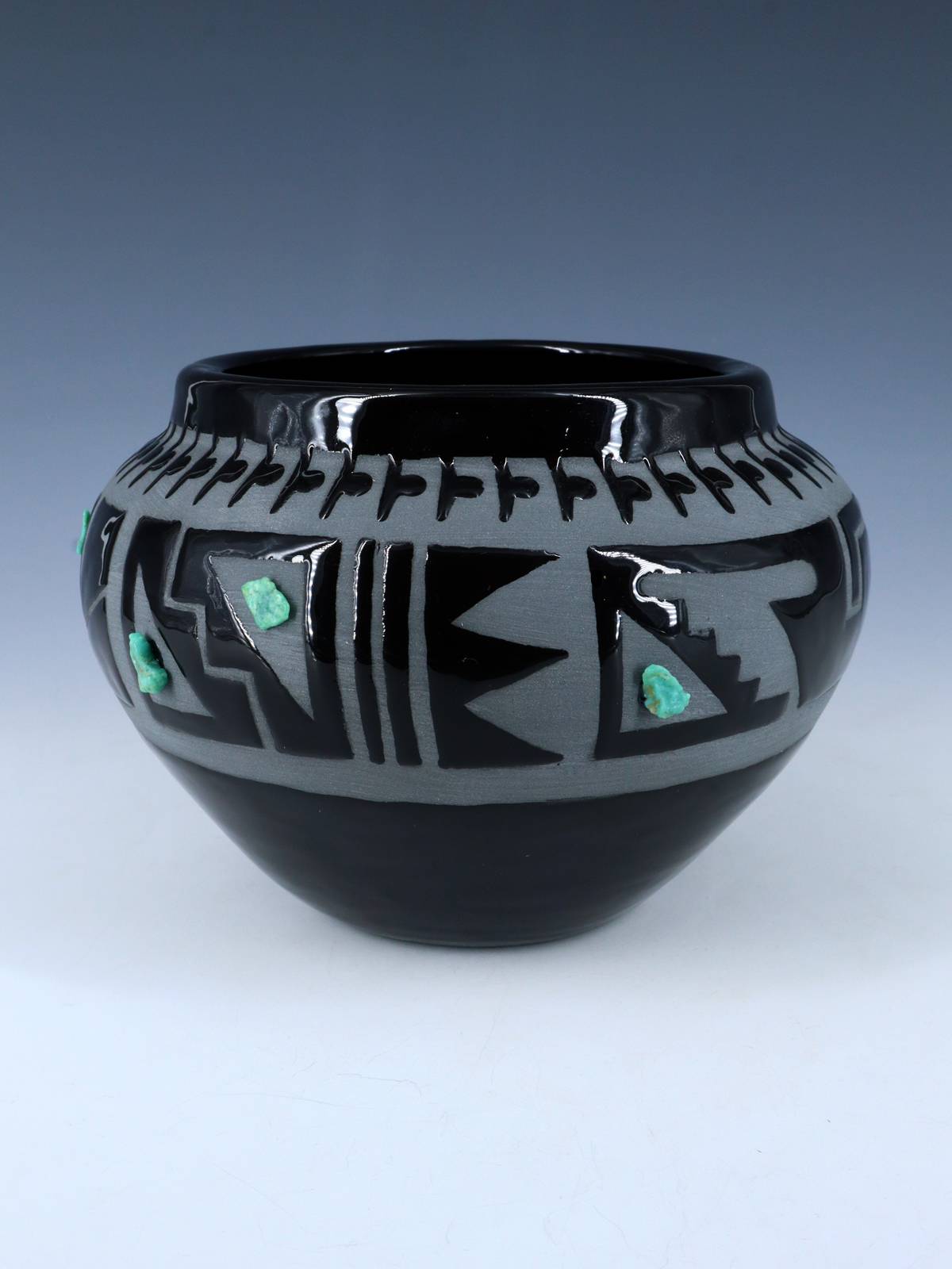San Juan Pueblo Black Pottery Bowl