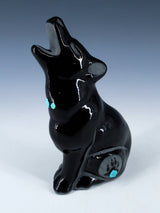San Juan Pueblo Black Pottery Owl Howling Coyote