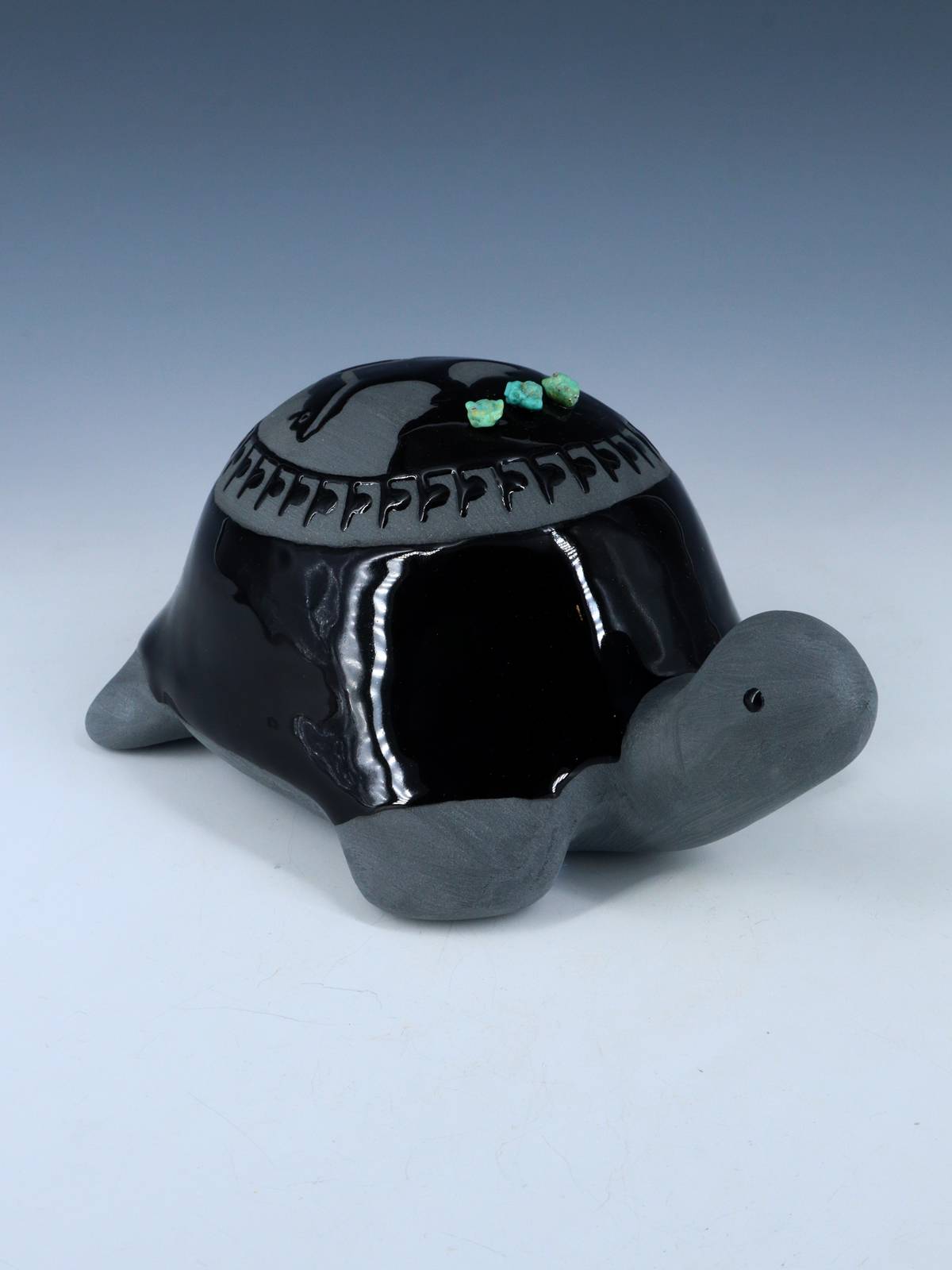 San Juan Pueblo Black Pottery Turtle