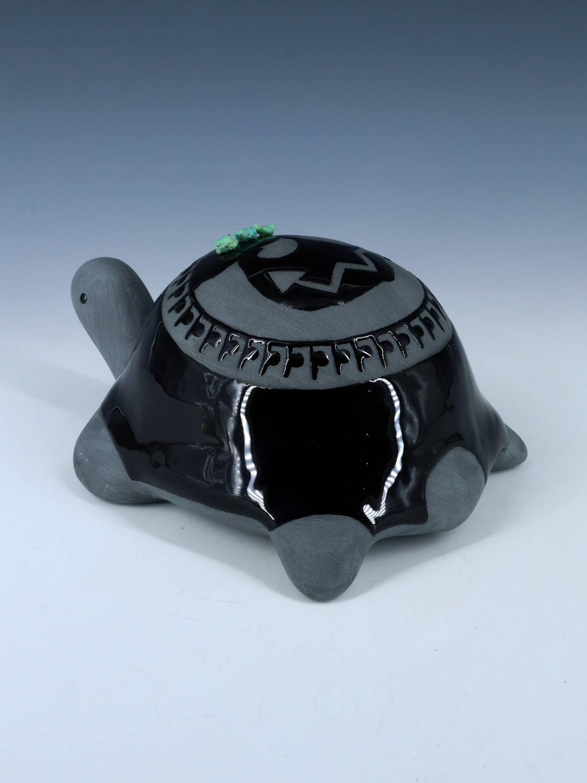 San Juan Pueblo Black Pottery Turtle