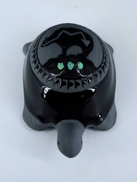 San Juan Pueblo Black Pottery Turtle