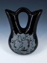 Vase de mariage tortue en poterie noire San Juan Pueblo