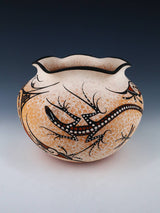 Zuni Pueblo Hand Coiled Lizard Pottery Bowl