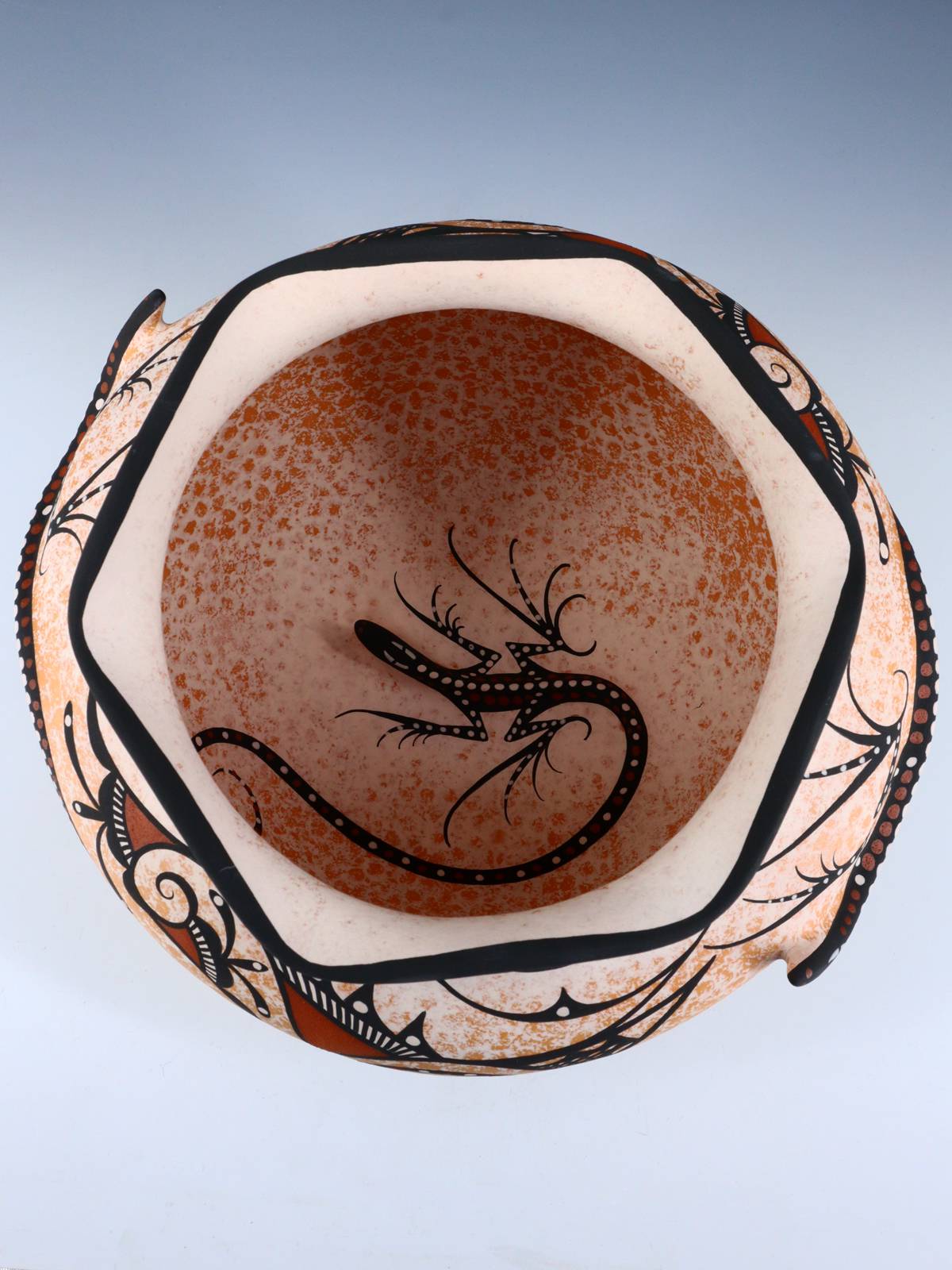 Zuni Pueblo Hand Coiled Lizard Pottery Bowl