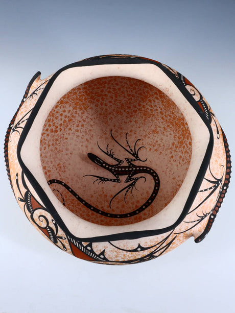 Zuni Pueblo Hand Coiled Lizard Pottery Bowl