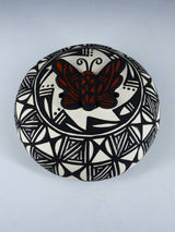 Acoma Pueblo Hand Coiled Pottery Butterfly Seed Pot