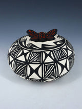 Acoma Pueblo Hand Coiled Pottery Butterfly Seed Pot
