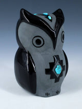 San Juan Pueblo Black Pottery Owl