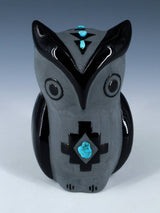 San Juan Pueblo Black Pottery Owl
