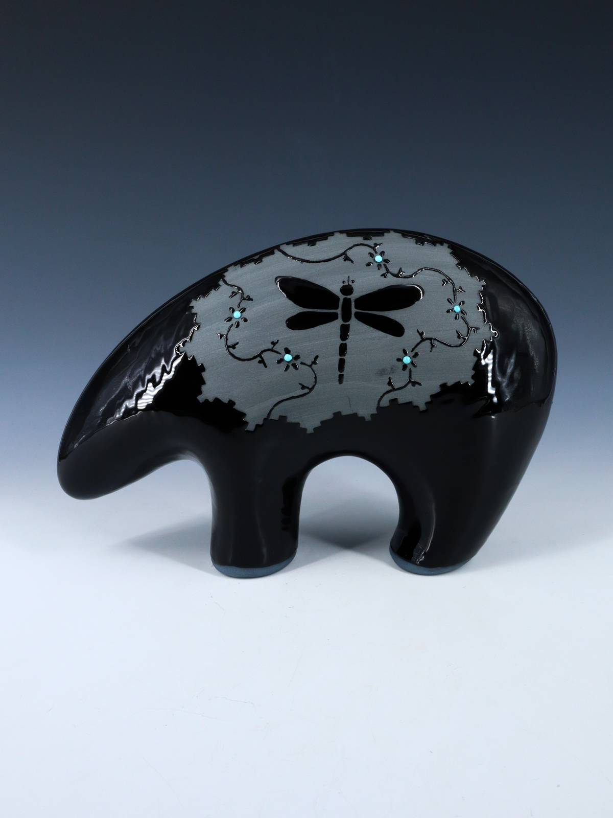 San Juan Pueblo Black Pottery Bear