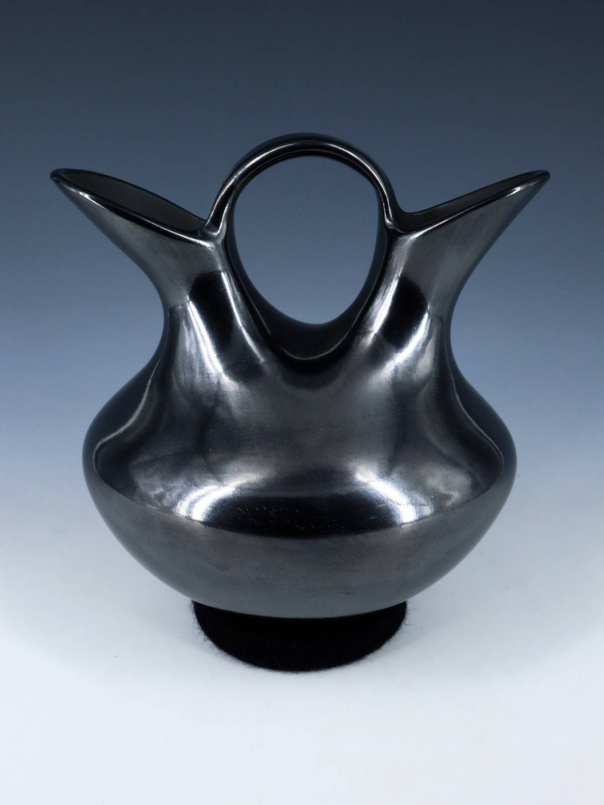 Mata Ortiz Hand Coiled Black Pottery Wedding Vase