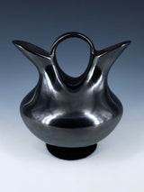 Mata Ortiz Hand Coiled Black Pottery Wedding Vase