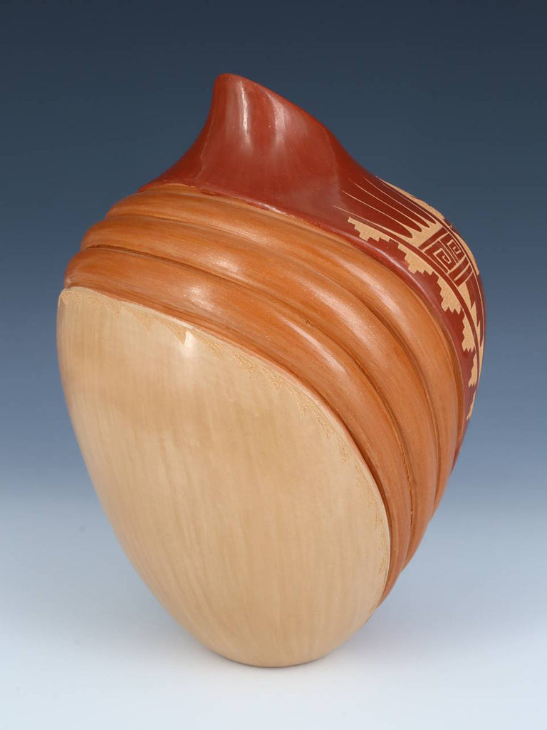 Jemez Pueblo Large Hand Coiled Etched Pottery Vase - PuebloDirect.com