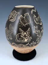 Mata Ortiz Hand Coiled and Etched Wildlife Pottery