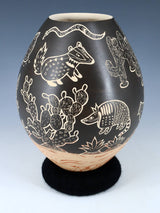 Mata Ortiz Hand Coiled and Etched Wildlife Pottery