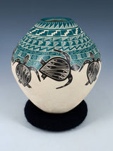 Mata Ortiz Hand Coiled Etched Turtle Pottery