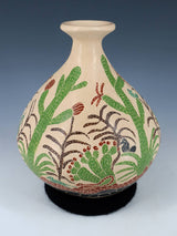 Mata Ortiz Hand Coiled Painted Wildlife Pottery Vase