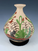 Mata Ortiz Hand Coiled Painted Wildlife Pottery Vase