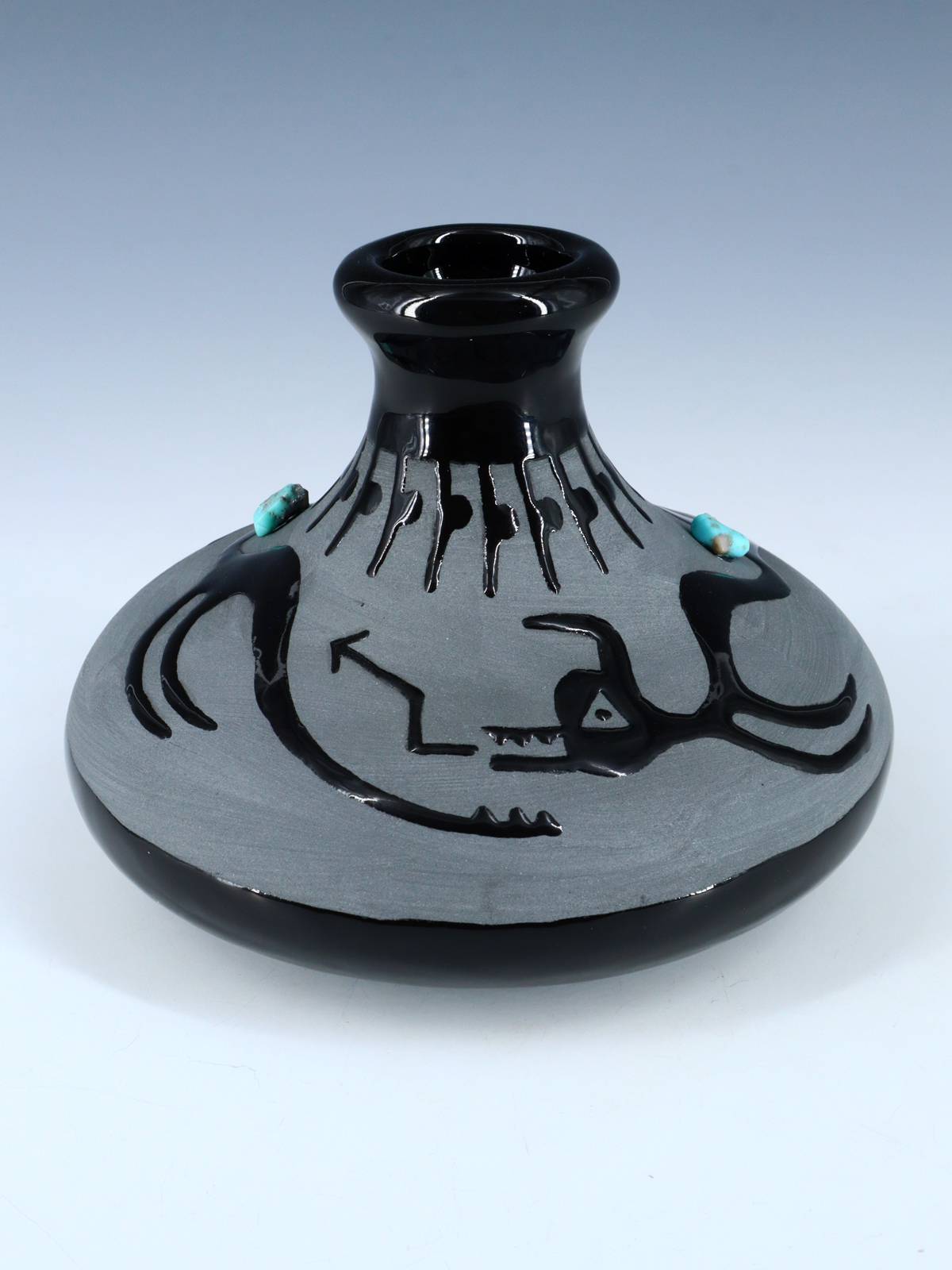Vase de mariage tortue en poterie noire San Juan Pueblo