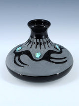 Vase de mariage tortue en poterie noire San Juan Pueblo