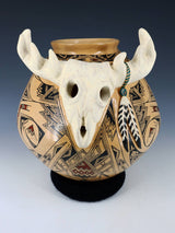 Mata Ortiz Hand Coiled Skull Effigy Pottery