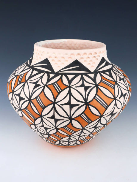 Acoma Pueblo Coiled Hand Painted Pottery Bowl