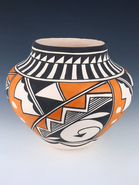 Acoma Pueblo Coiled Hand Painted Pottery Bowl