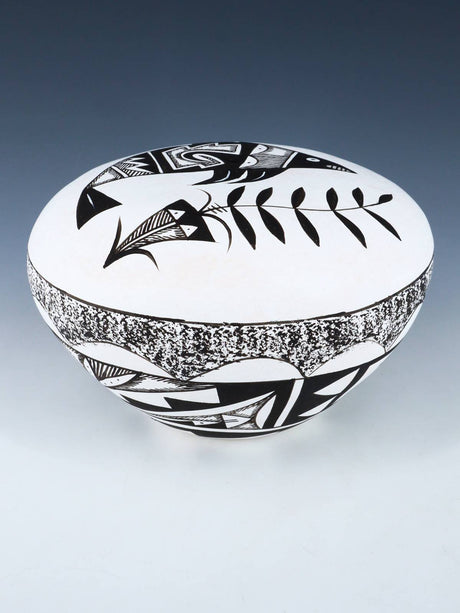Acoma Style Painted Fish Hand Coiled Pottery Seed Pot