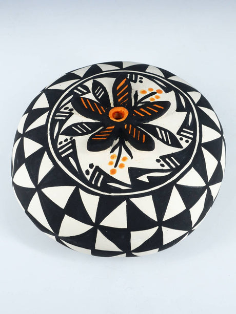 Acoma Pueblo Hand Coiled Pottery Flower Seed Pot