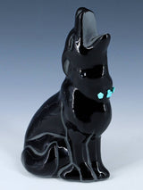 San Juan Pueblo Black Pottery Howling Coyote