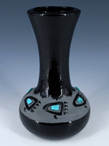 San Juan Pueblo Black Bear Paw Pottery Vase