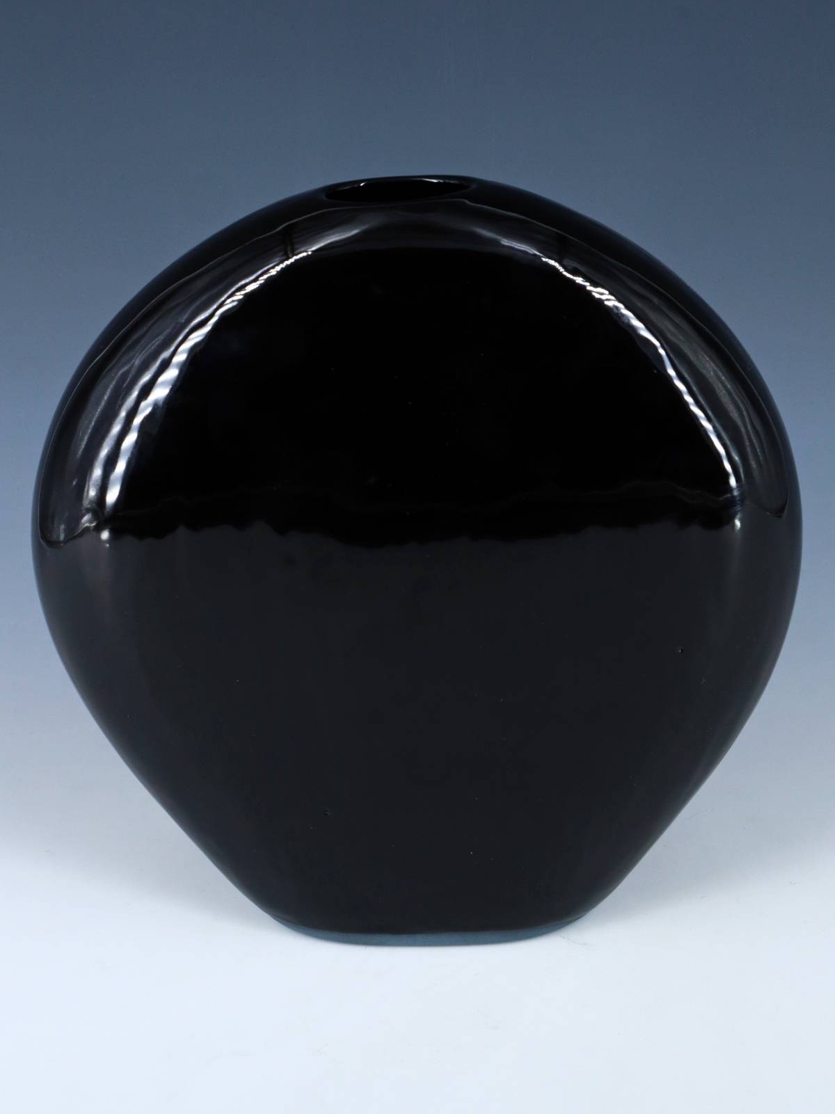 San Juan Pueblo Eagle Black Pottery Pillow Pot