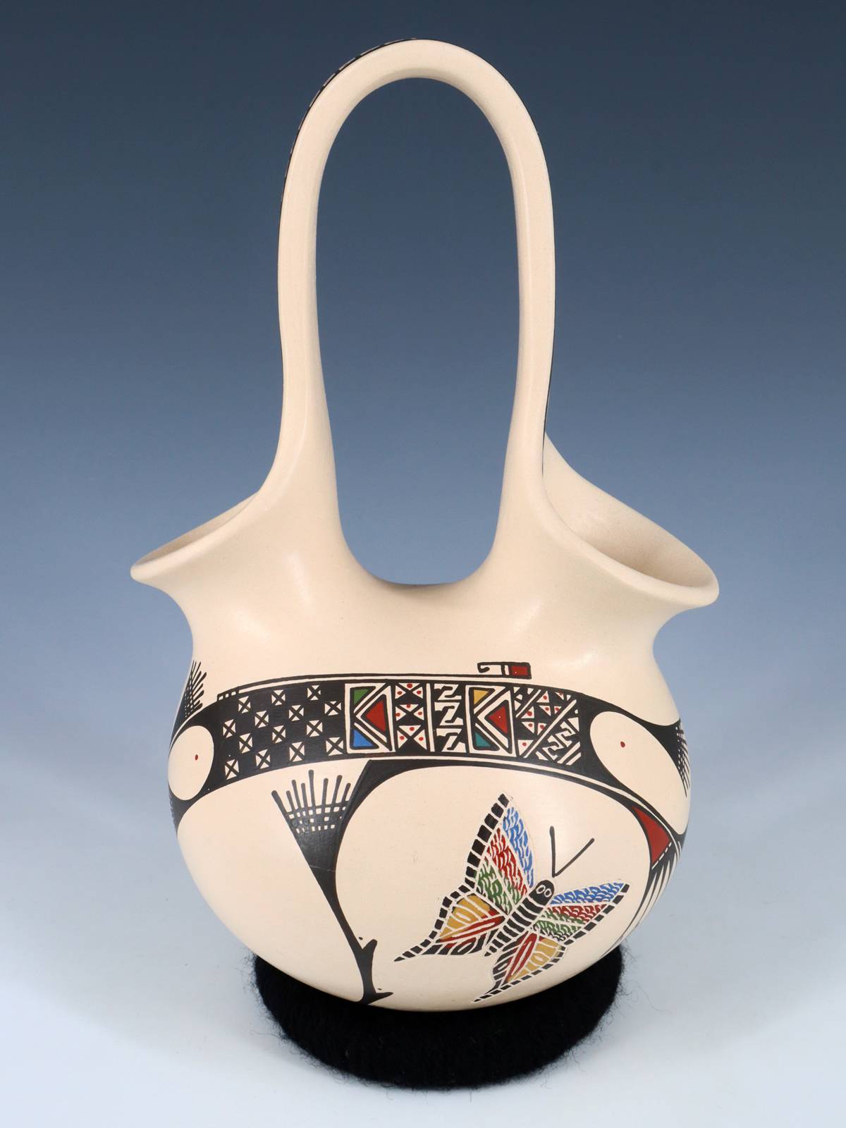 Mata Ortiz Hand Coiled Butterfly Wedding Vase