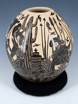 Mata Ortiz Etched Dia De Los Muertos Pottery