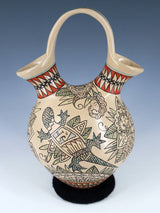 Mata Ortiz Hand Coiled and Painted Wedding Vase