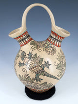 Mata Ortiz Hand Coiled and Painted Wedding Vase