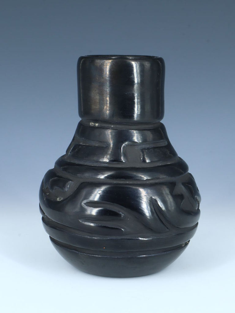 Estate Santa Clara Pueblo Avanyu Carved Pottery Vase - PuebloDirect.com