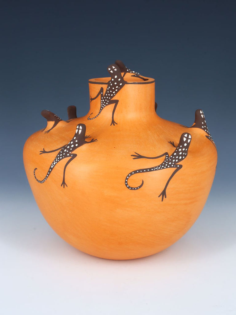 Hand Coiled Zuni Pueblo Lizard Pottery Bowl - PuebloDirect.com