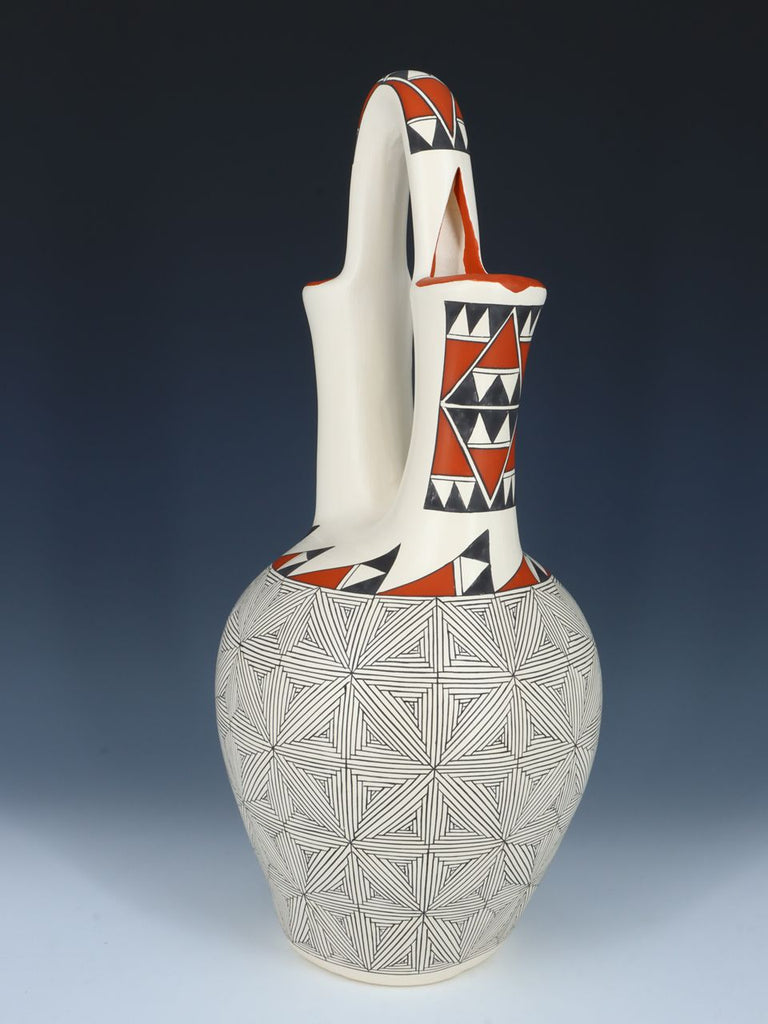 Large Acoma Pueblo Fine Line Design Pottery Wedding Vase - PuebloDirect.com