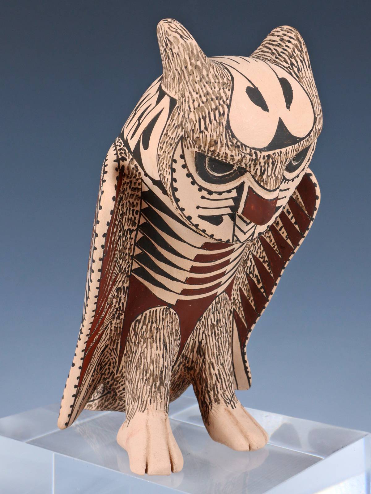 Mata Ortiz Hand Coiled Pottery Owl Effigy