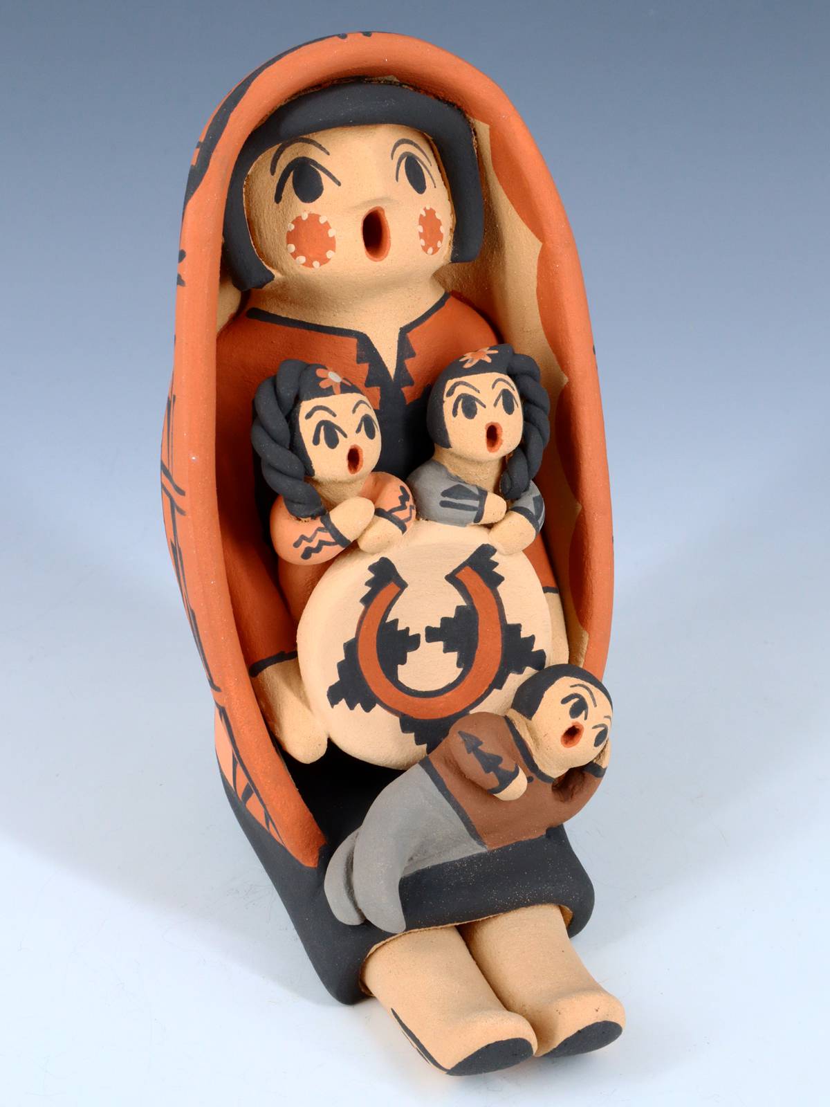 Jemez Pueblo Pottery Three Baby Storyteller Doll